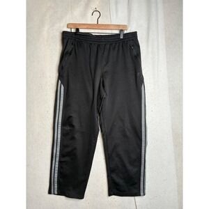 Starter Mens Black Track Pants Grey Side Stripe Zipper Pockets Large RM11205